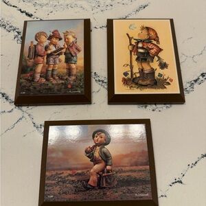Vintage M. J. Hummel Wooden Wall Plaques -Lot of 3